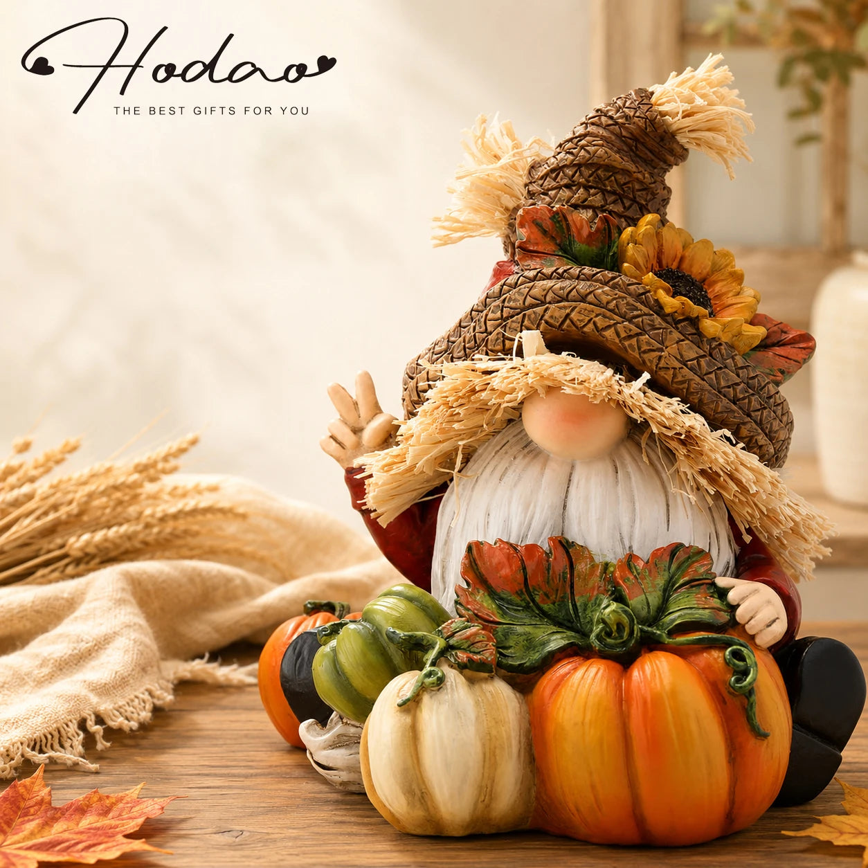 Hodao Fall Scarecrow Gnome Figurine