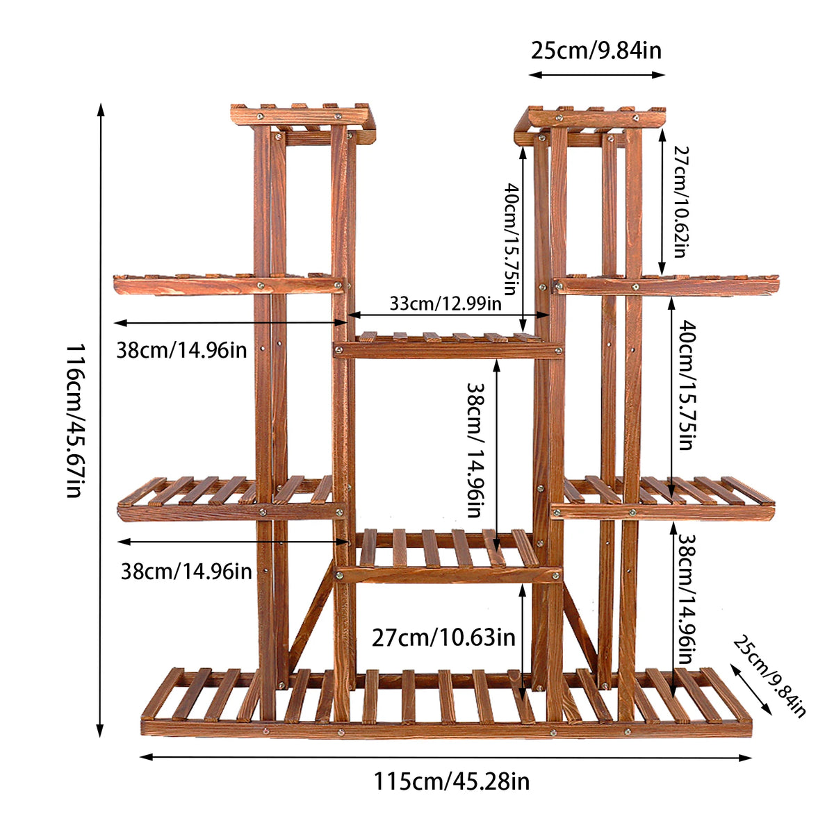 Wisfor Wooden Multi Tier Plant Shelf Flower Pot Stand