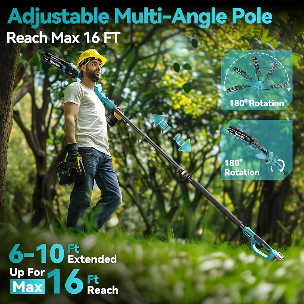 Seesii Brushless Cordless Pole Chainsaw For Garden Pruning