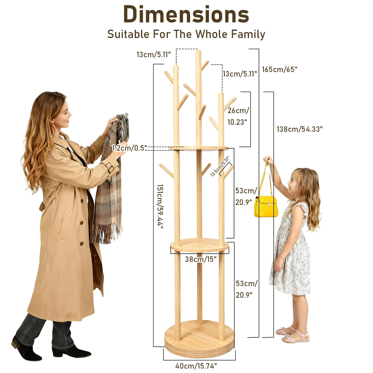 Multifunction Solid Wood Clothes Rack Organizer