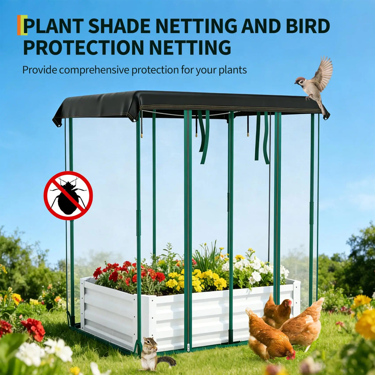 HiMISS Raised Garden Bed With Irrigation And Cover
