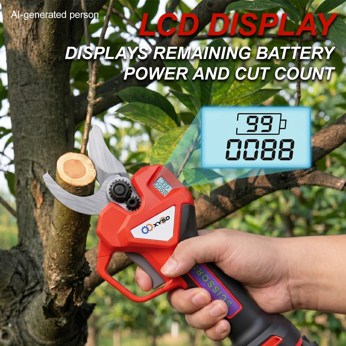 XYSD 21V Electric Pruning Shears Cordless, Brushless Electric Pruner,Portable Cordless Power Shears for Gardening Tree Trimming
