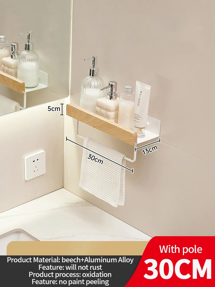 YUNJIEYA Aluminum Wall Mounted Bathroom Storage Shelf