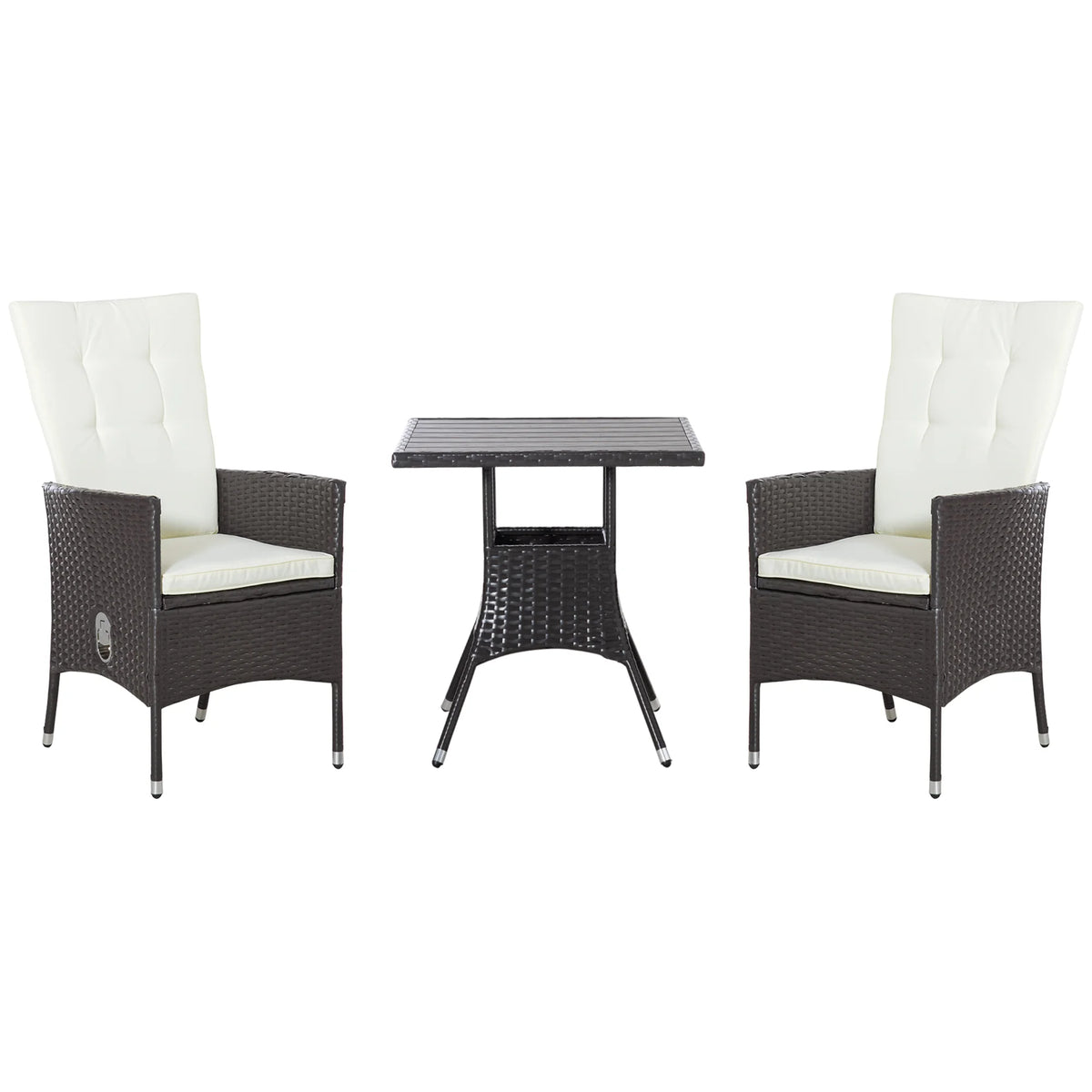 Outsunny Wicker Patio Reclining Chair Set With Table