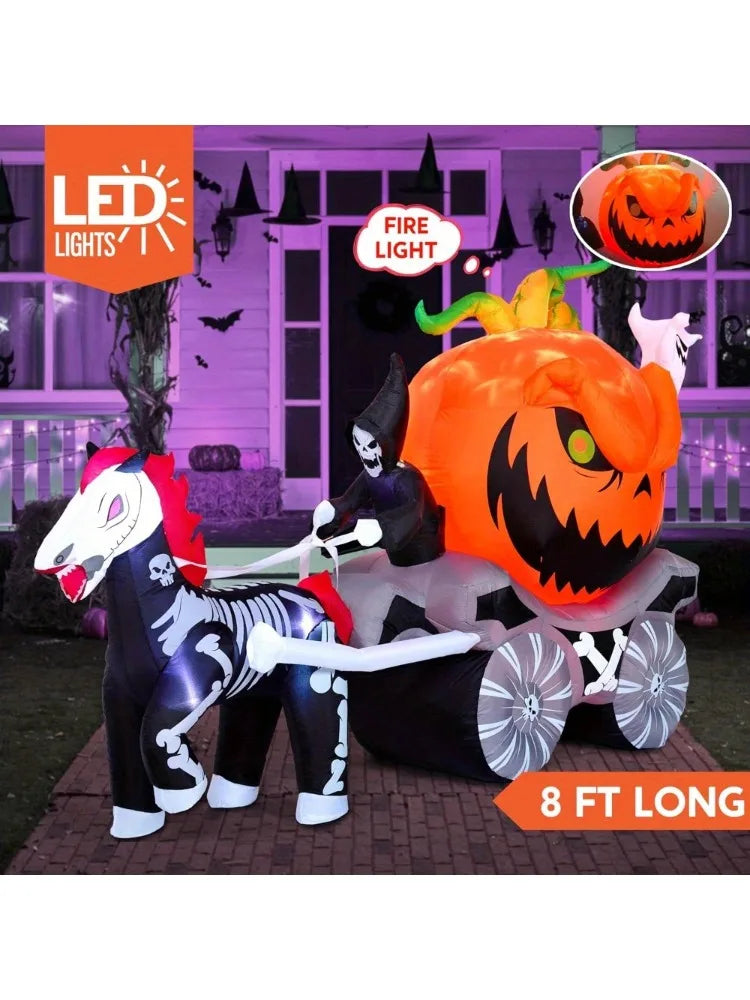Halloween Inflatable Pumpkin Carriage With LED Lights