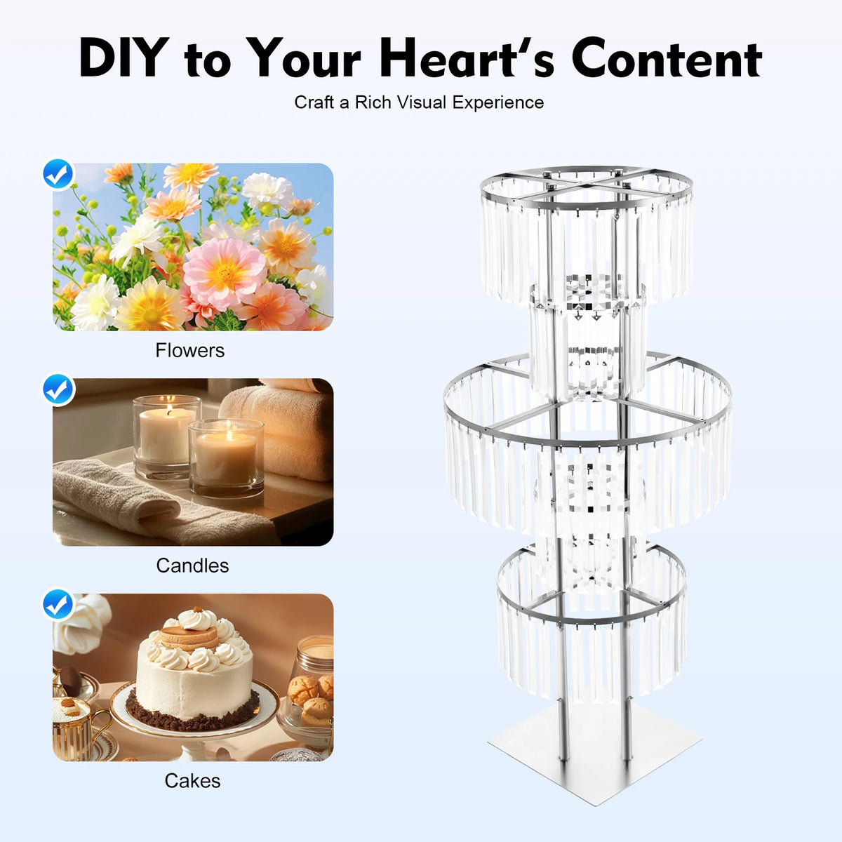 Five Tier Acrylic Crystal Flower Stand