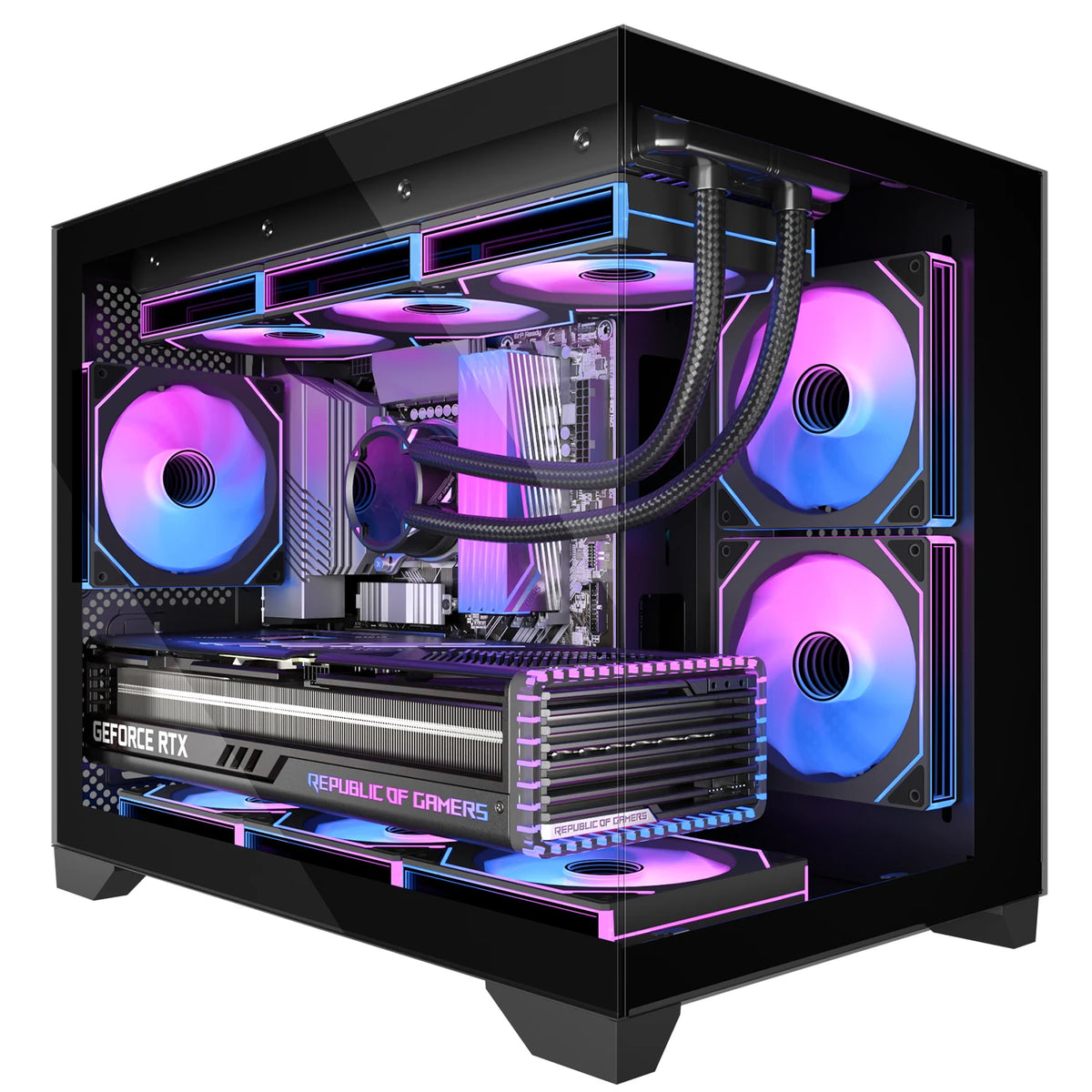 Panoramic Tempered Glass Gaming PC Case With ARGB Fans