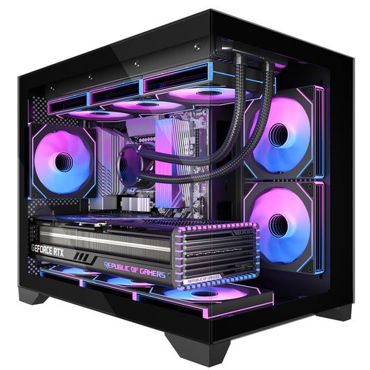 Panoramic Tempered Glass Gaming PC Case With ARGB Fans