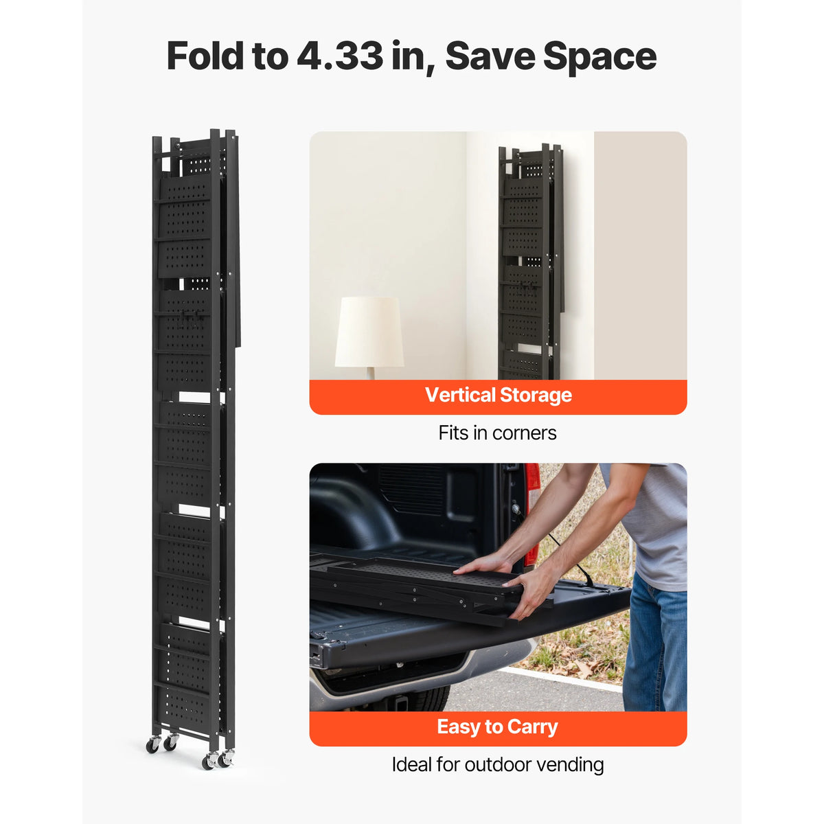 SucceBuy Foldable Mobile Metal Storage Shelf Organizer