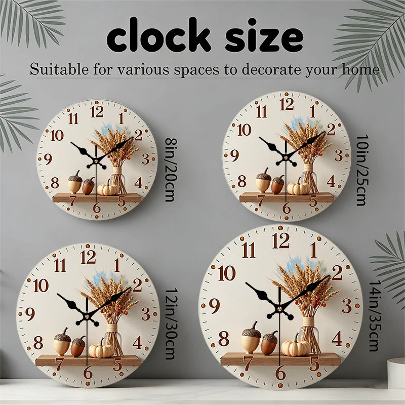 Autumn Harvest Wooden Wall Clock