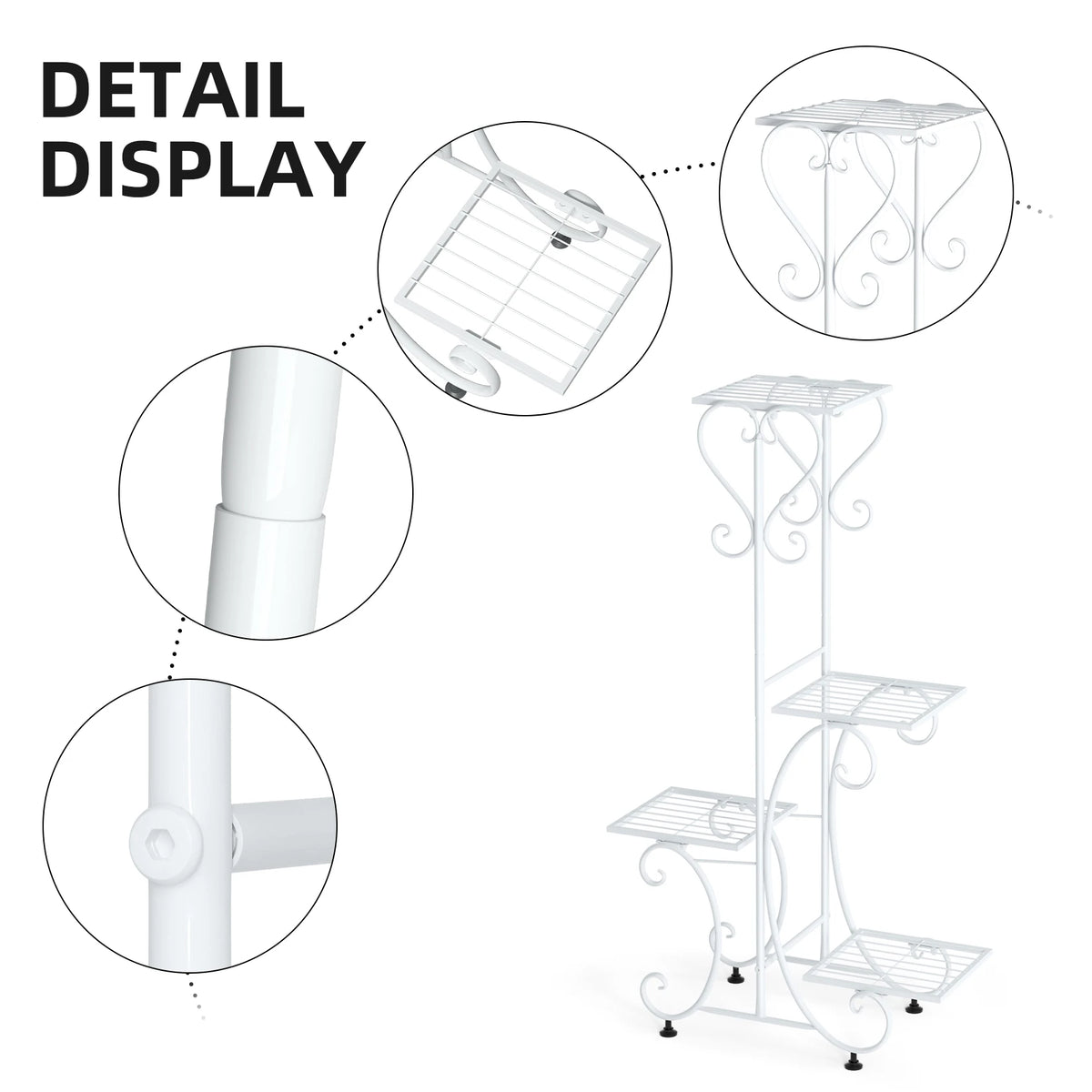 4 Tier Metal Plant Stand For Home Garden Flower Display