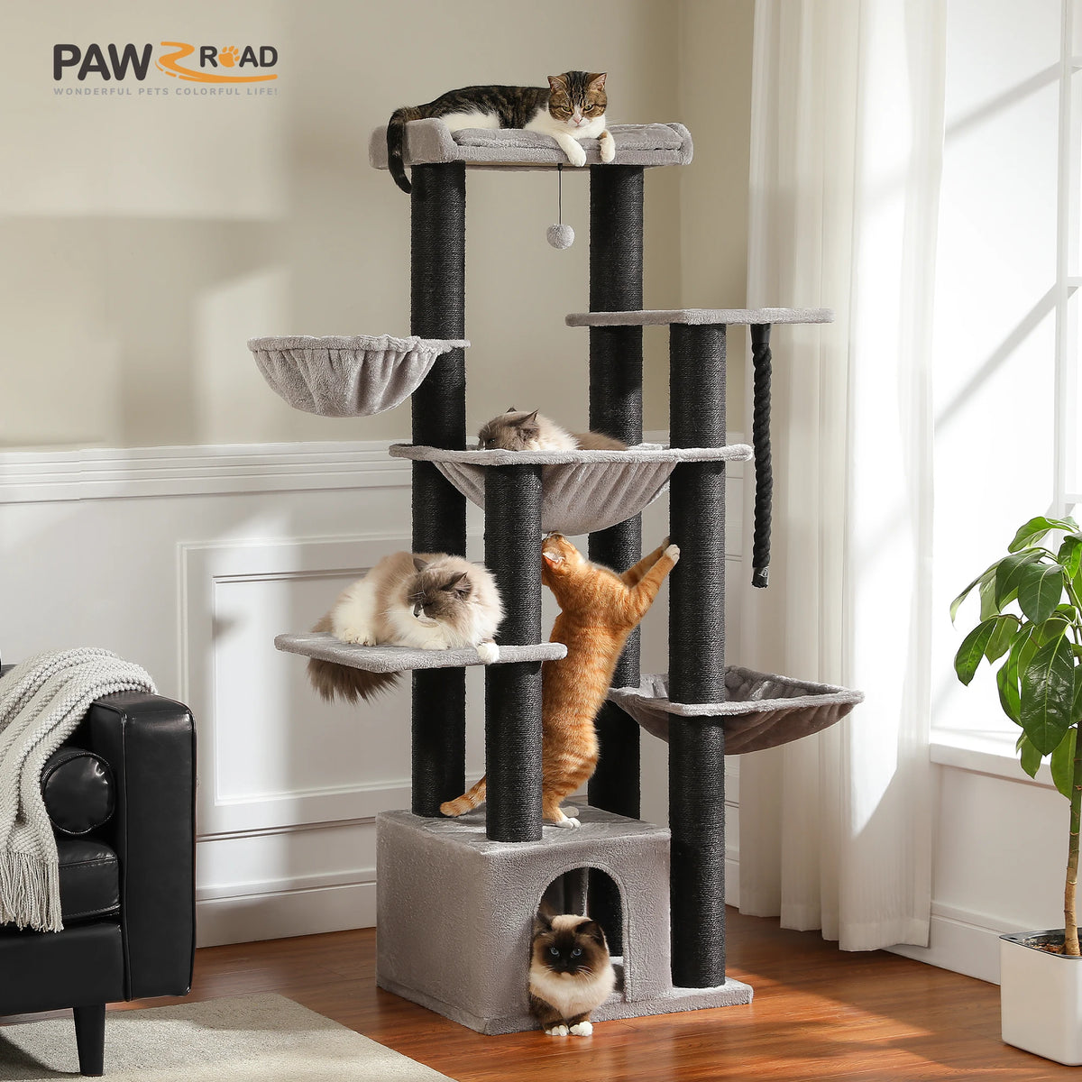 Pawz Road Large Multilevel Cat Tree With Hammock