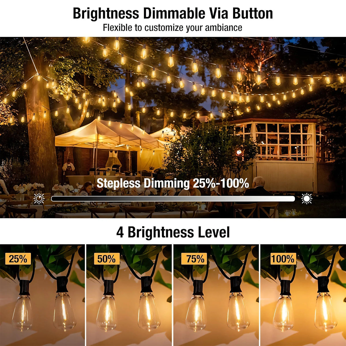 GUPUP ST38 Solar String Lights 24 LED Outdoor