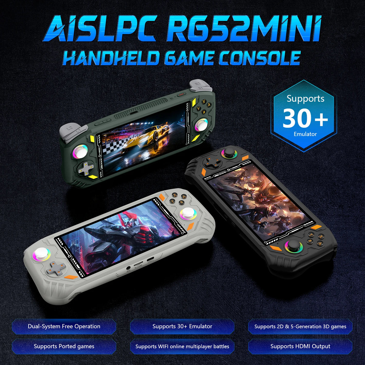 AISLPC Retro Handheld Gaming Console With Dual System