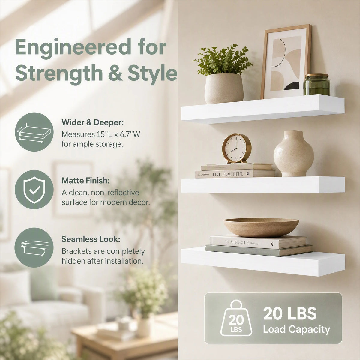 Modern Floating Wall Shelves With Hidden Brackets