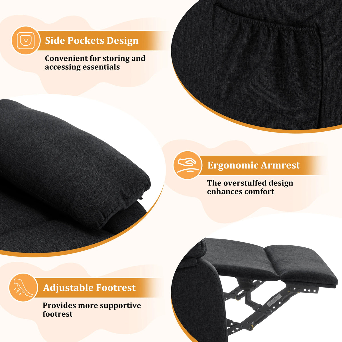 Korser 360 Swivel Fabric Rocker Chair for Adults