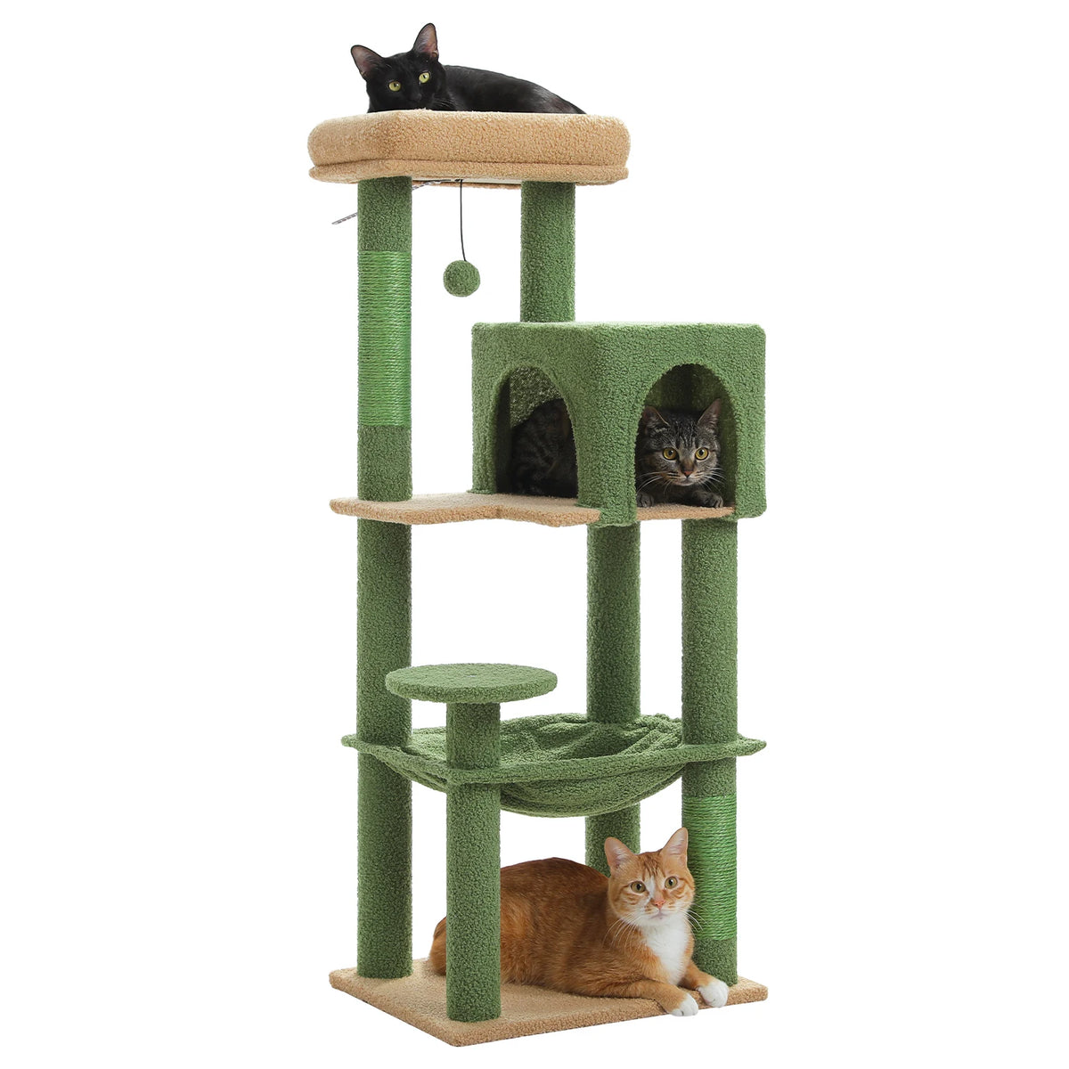 PEQULTI Five Tier Cat Tree With Hammock And Sisal Post