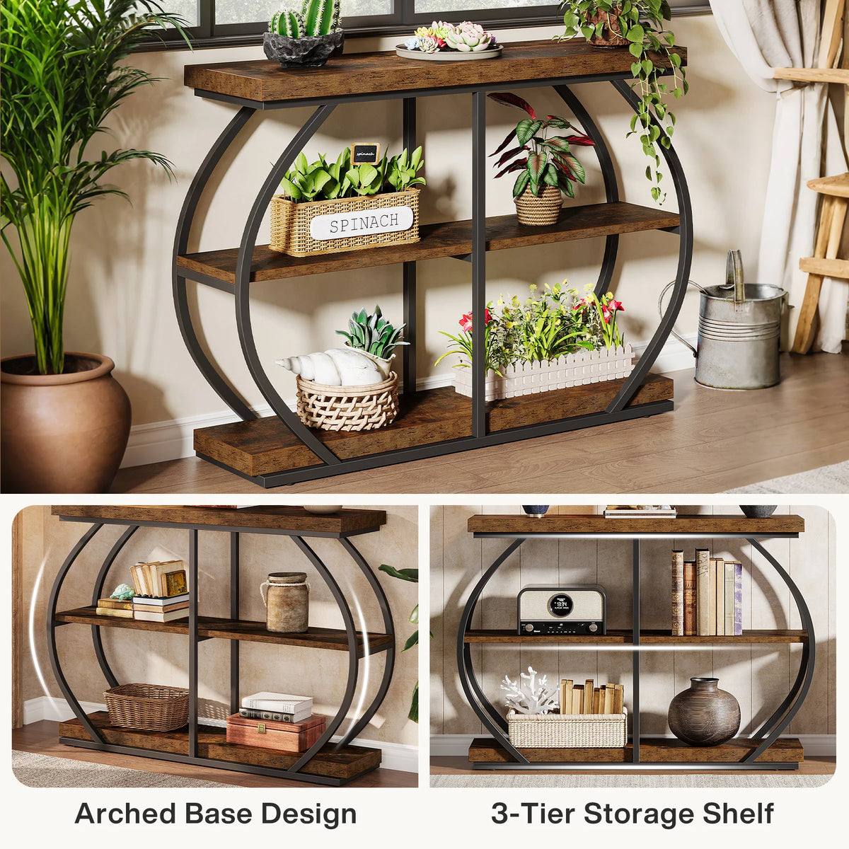 Tribesigns Industrial 3 Tier Entryway Console Table