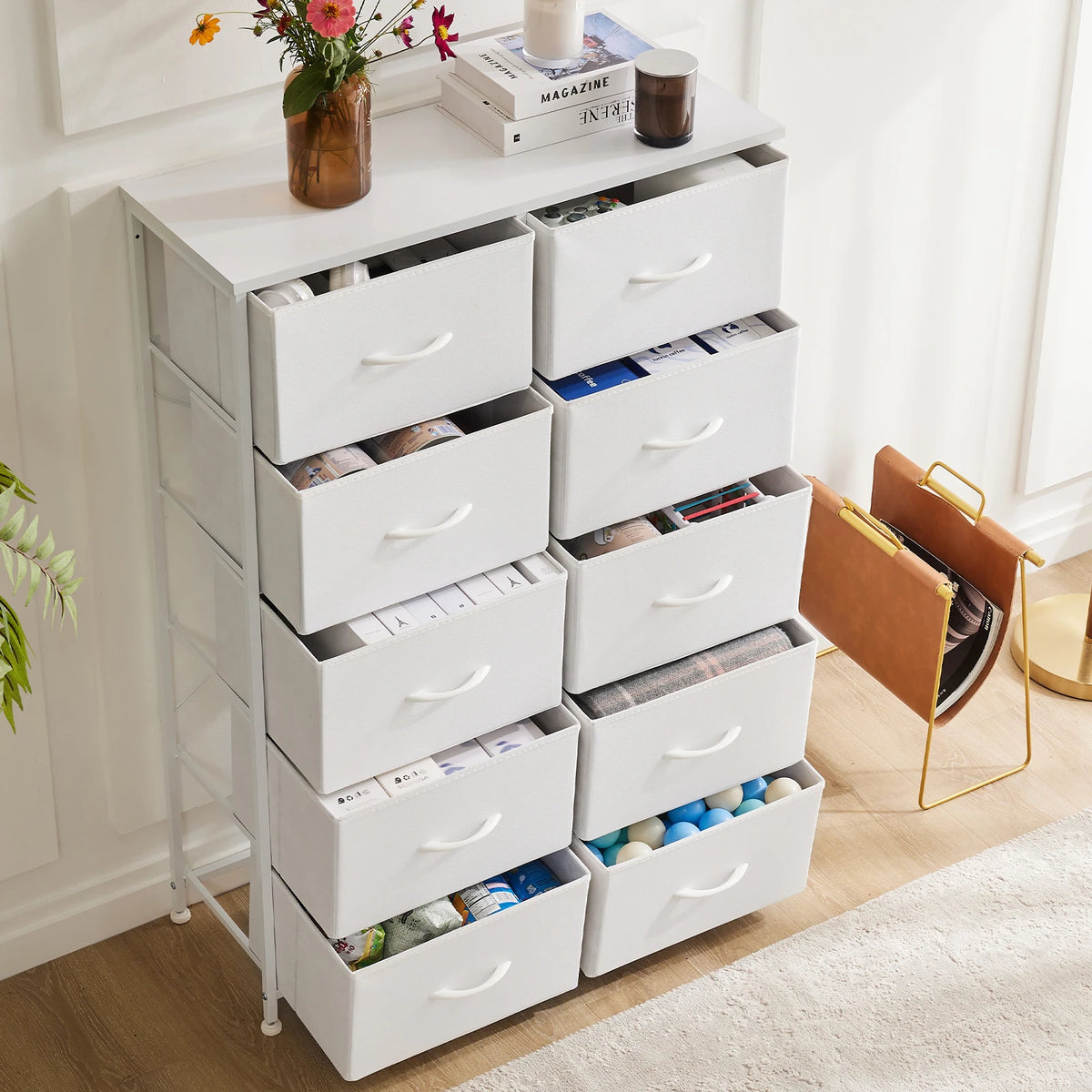 JHK Bedroom Wardrobe With Fabric Storage Drawers