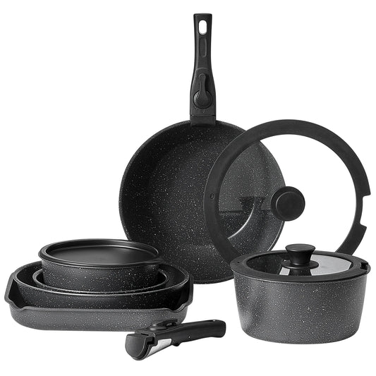 SucceBuy Nonstick Granite Cookware Set for Induction
