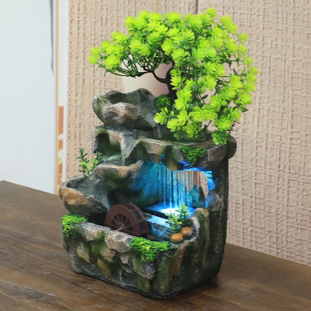 Indoor Desktop Waterfall Fountain With LED Lighting