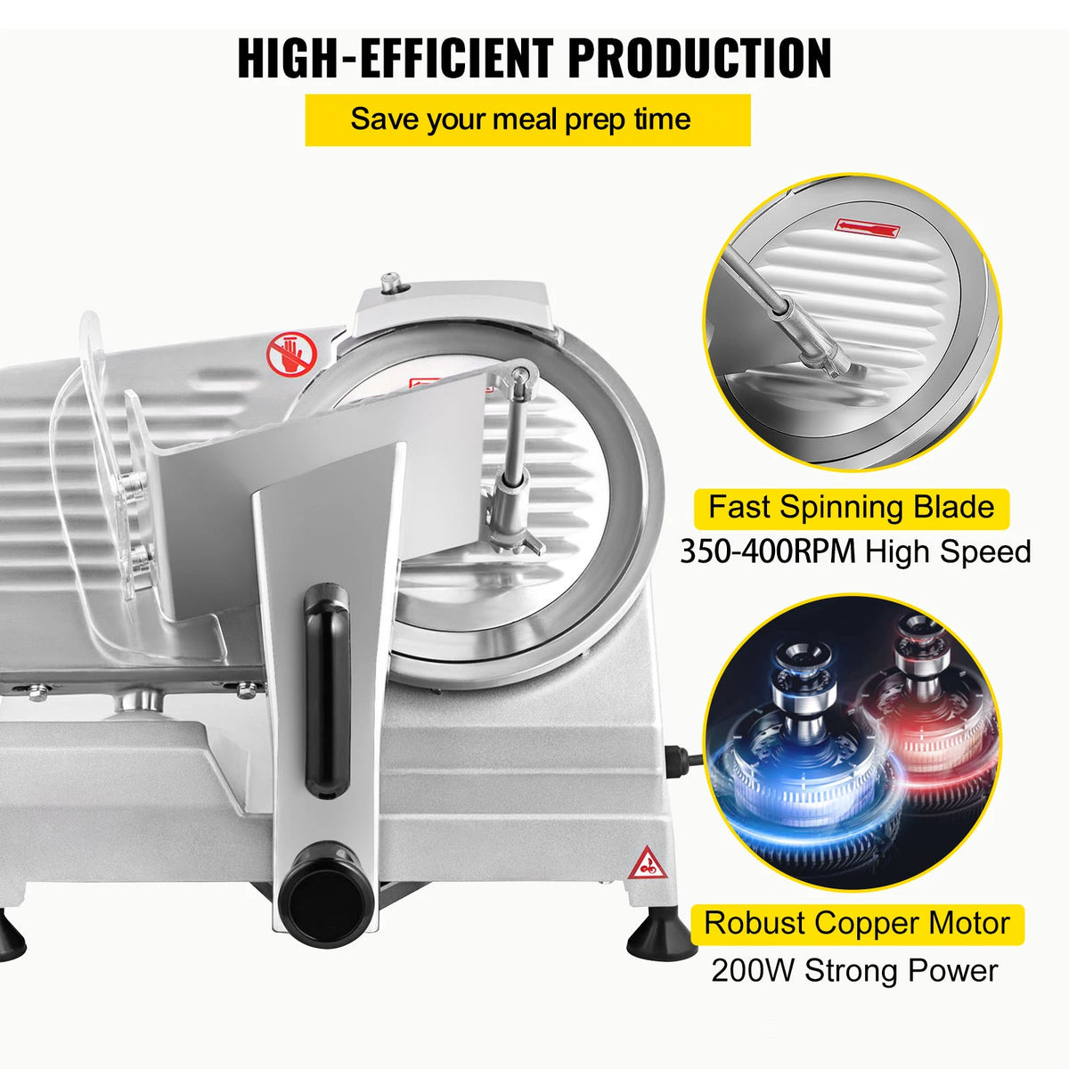 SucceBuy Meat Slicer 8/10inch Carbon Steel Blade Electric Deli Food Slicer Adjustable Thickness Commercial Home Cut Meat Cheese