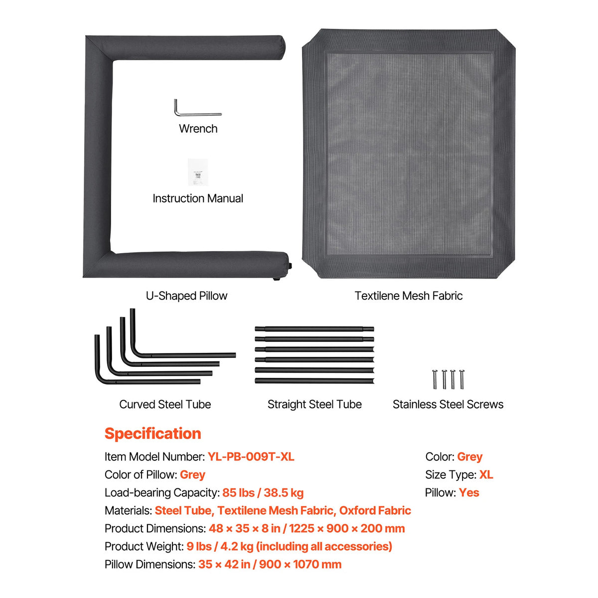 SucceBuy Portable Elevated Dog Bed With Breathable Mesh