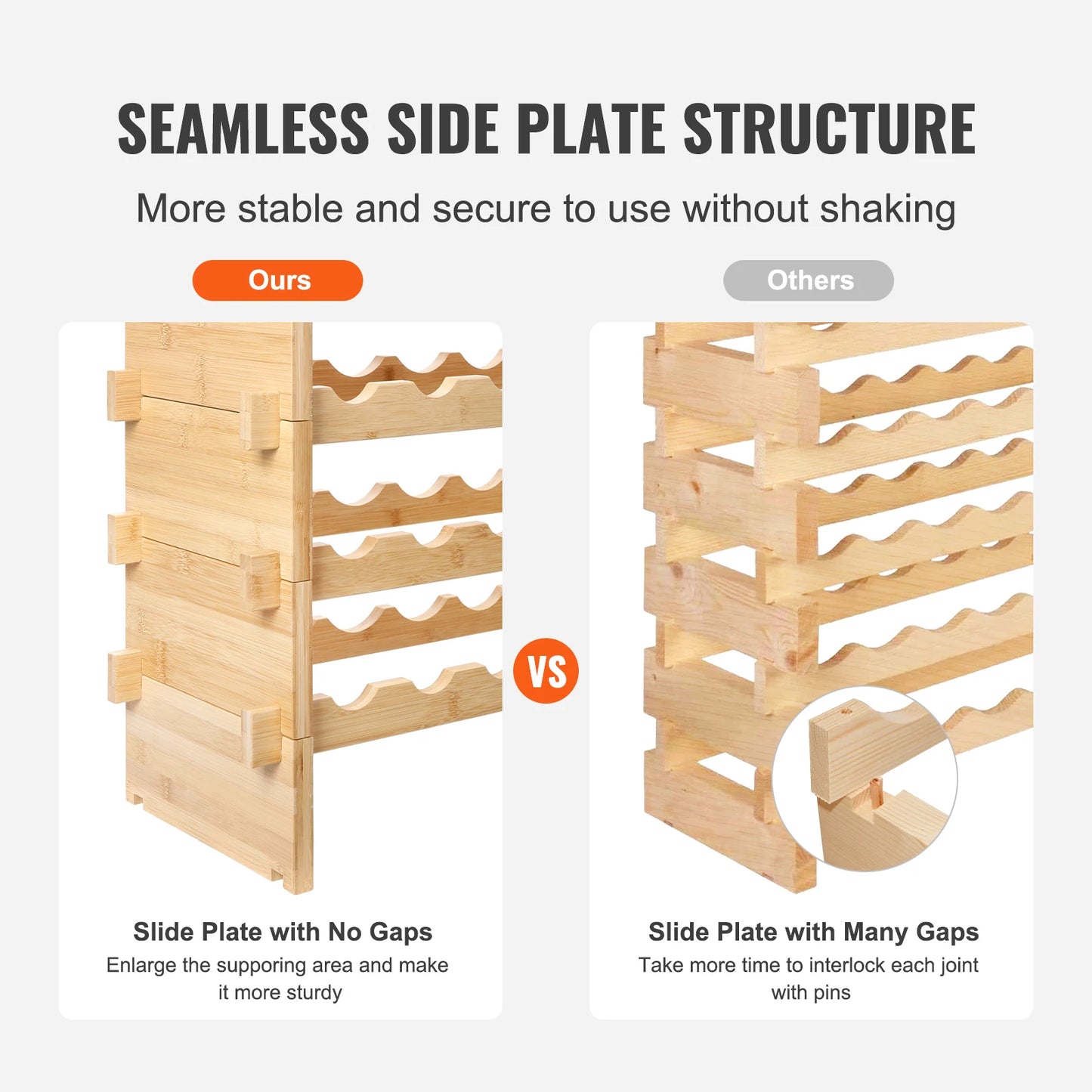 SucceBuy 8-Tier Bamboo Stackable Wine Rack