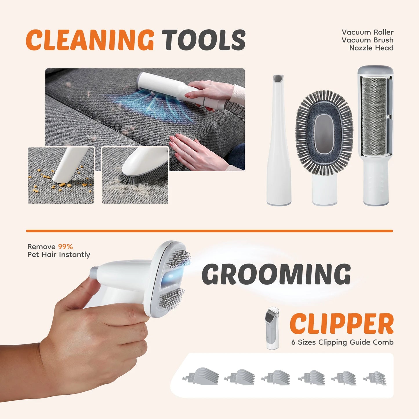 Professional Pet Grooming Vacuum With Clipper Kit
