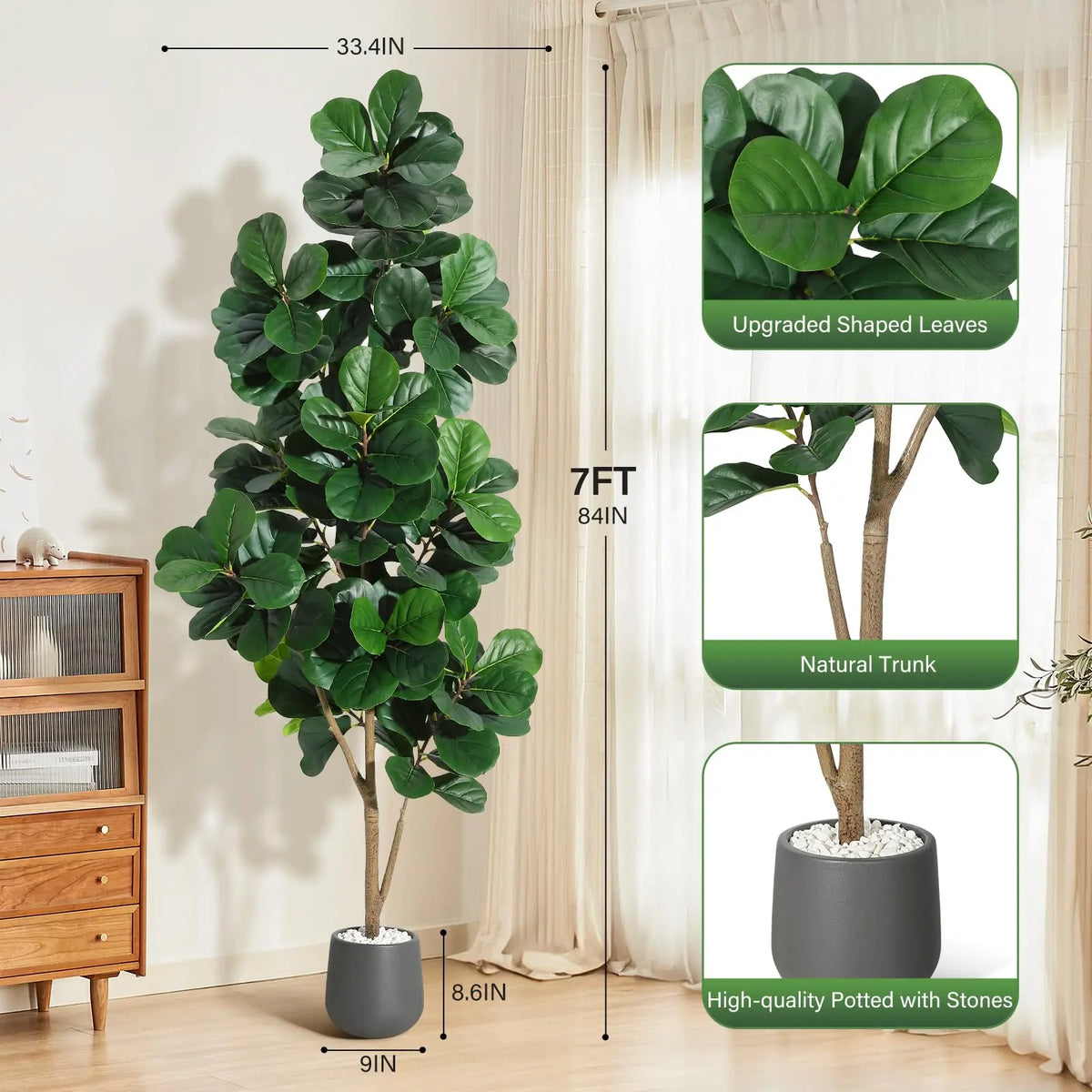 Artificial Fiddle Leaf Fig Tree With 141 Leaves