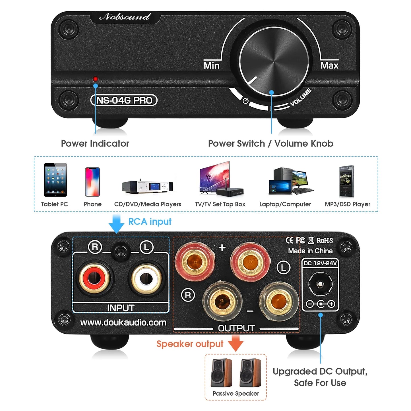 Douk Audio NS-04G PRO Class D HiFi Stereo Amplifier