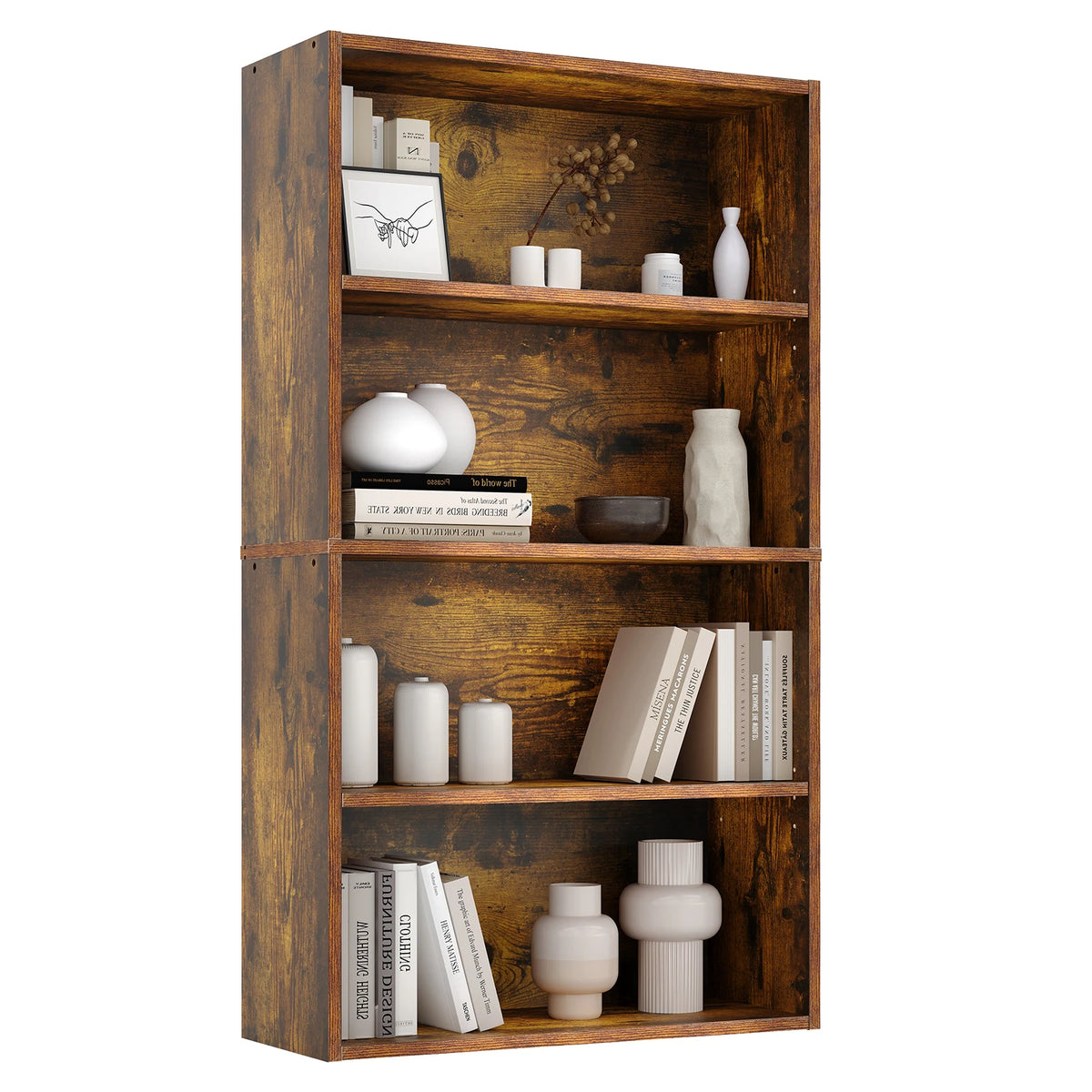 JHK Modern Wooden Open Bookcase