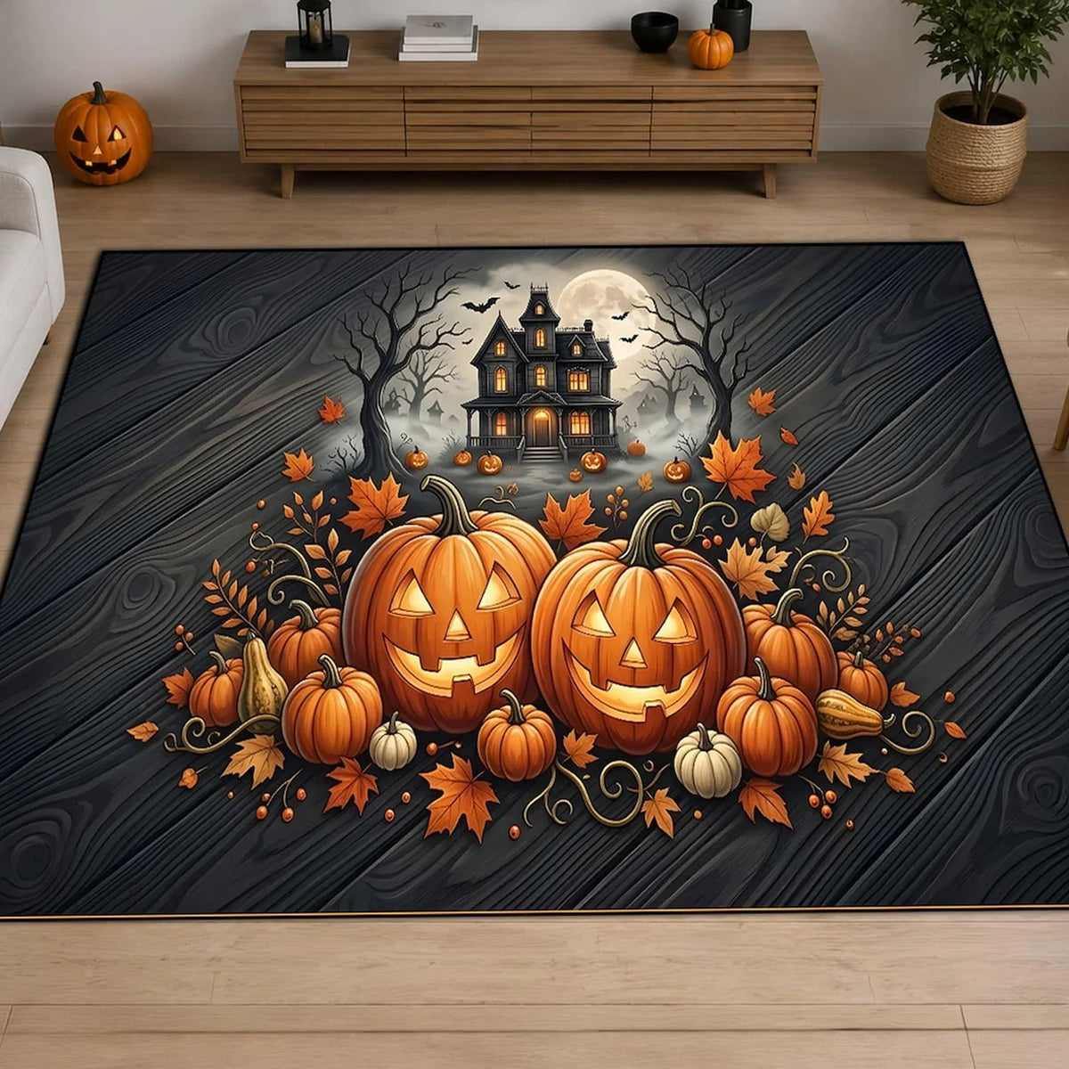 Halloween Pumpkin Area Rug For Living Room Decor