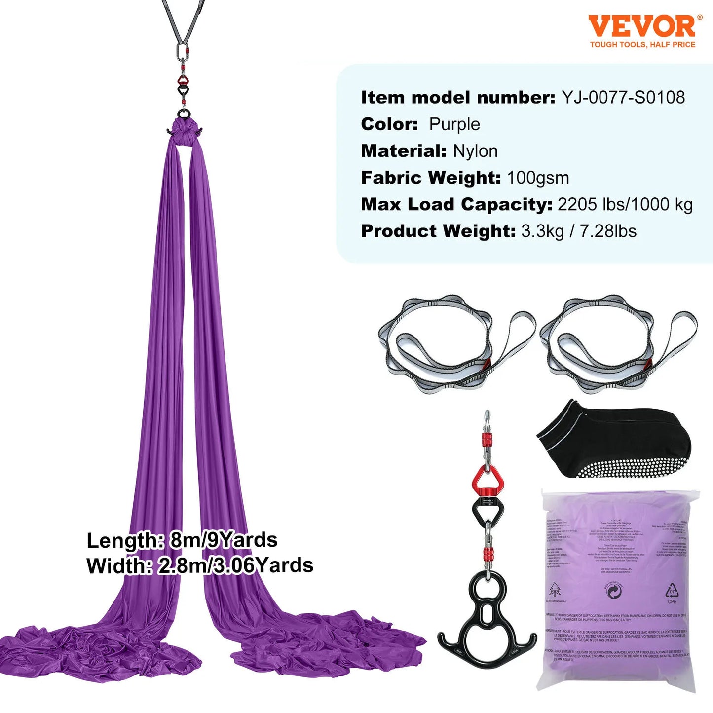 Vevor Premium Nylon Aerial Yoga Hammock Kit