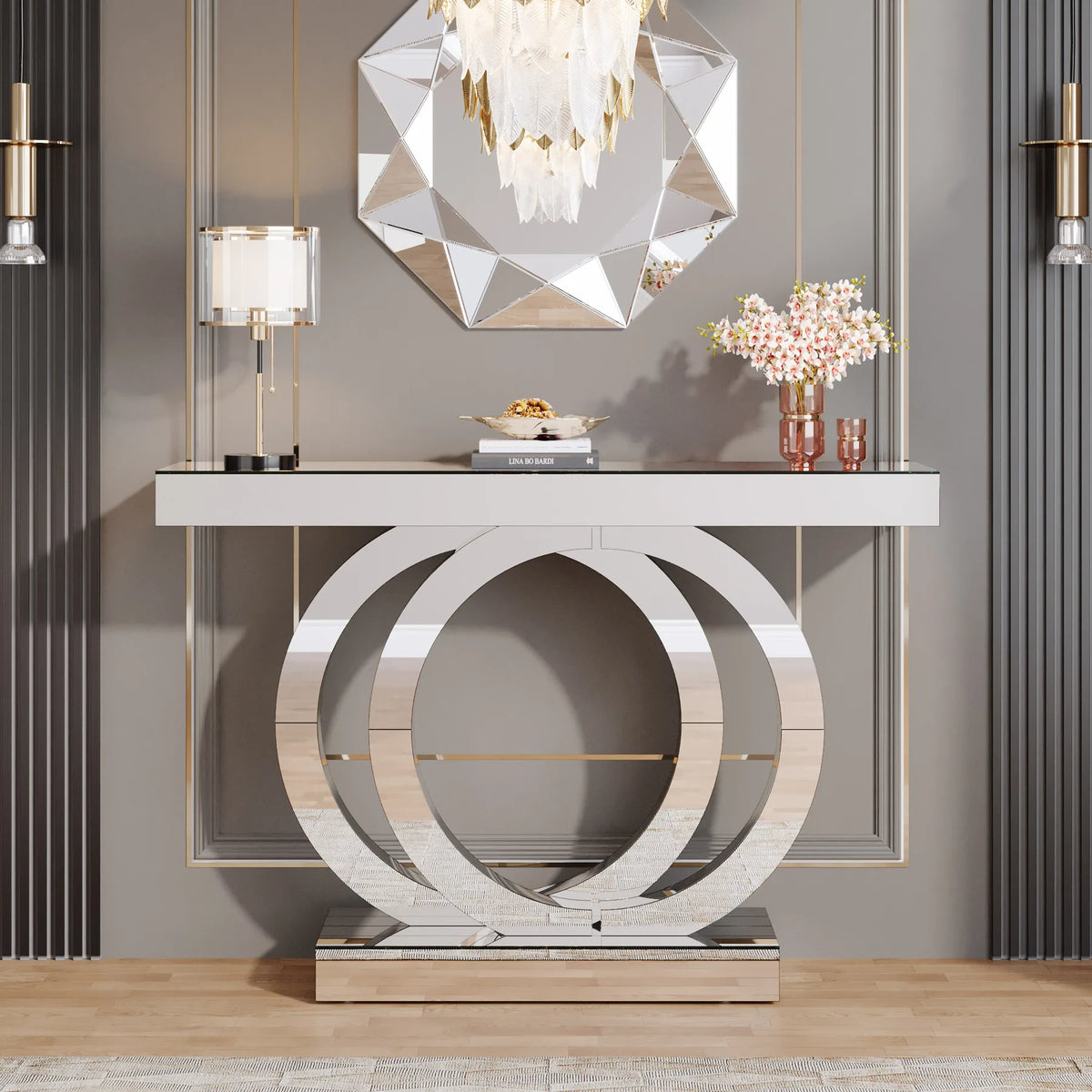 Tribesigns Modern Mirrored Console Entryway Table