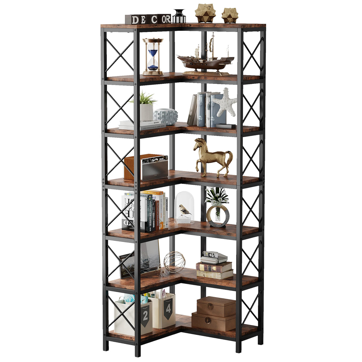 Tribesigns Modern Seven Tier Corner Bookcase