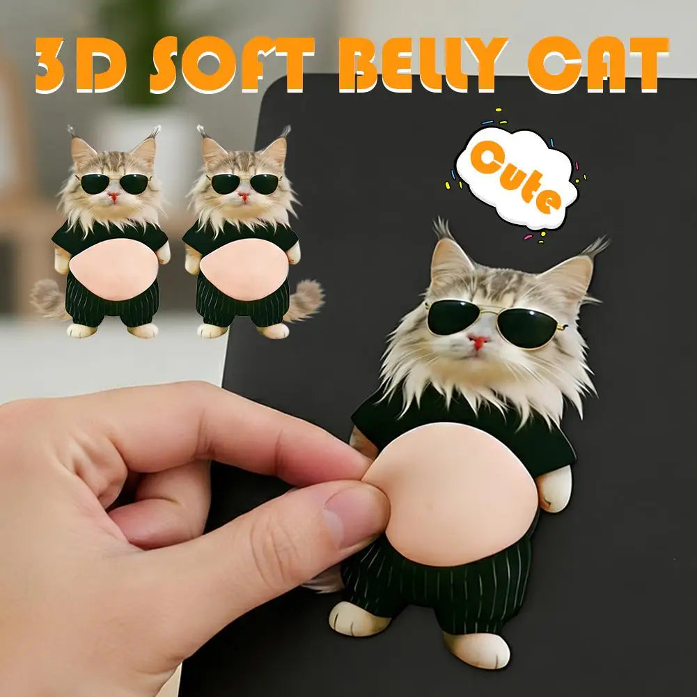 3D Kawaii Cat Belly Sticker For Phone Decor