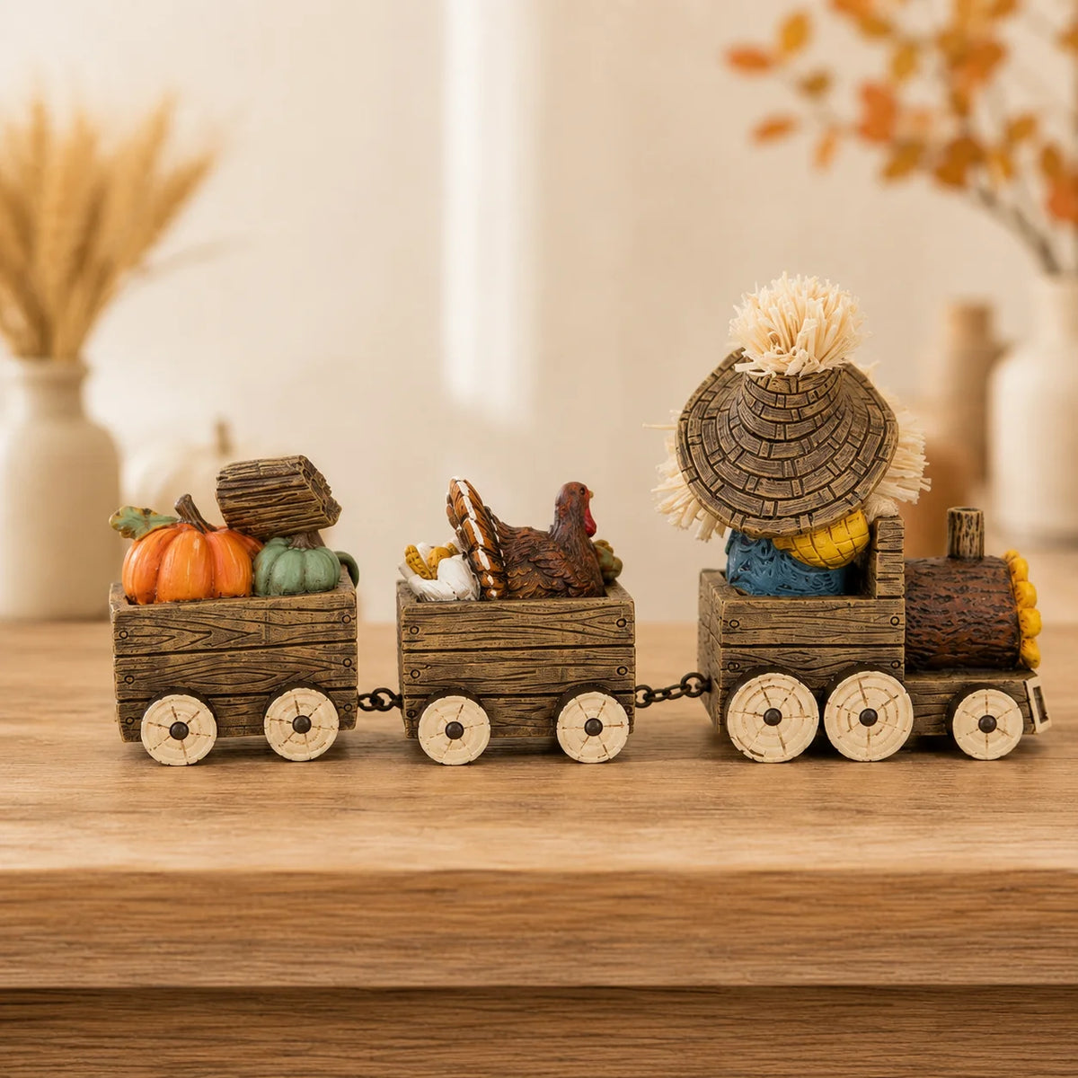 Hodao Scarecrow Harvest Train Figurine