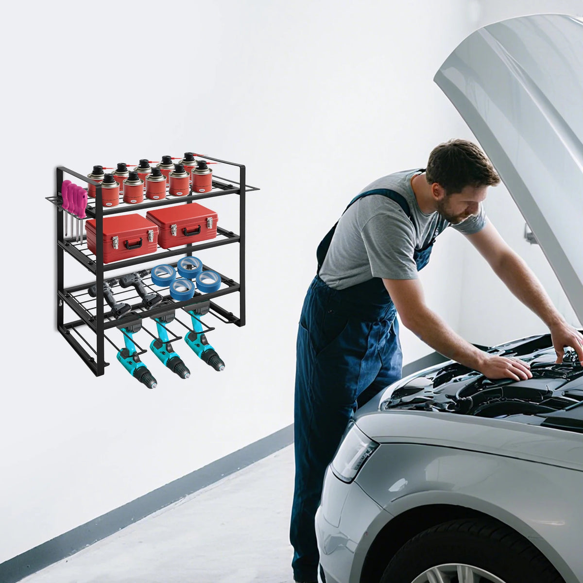 Wall Mounted Carbon Steel Tool Organizer Rack