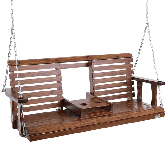 SucceBuy Wooden Porch Swing 5 ft Patio bench swing for Courtyard Garden Upgraded 880 lbs Strong Load Capacity Swing Chair Bench