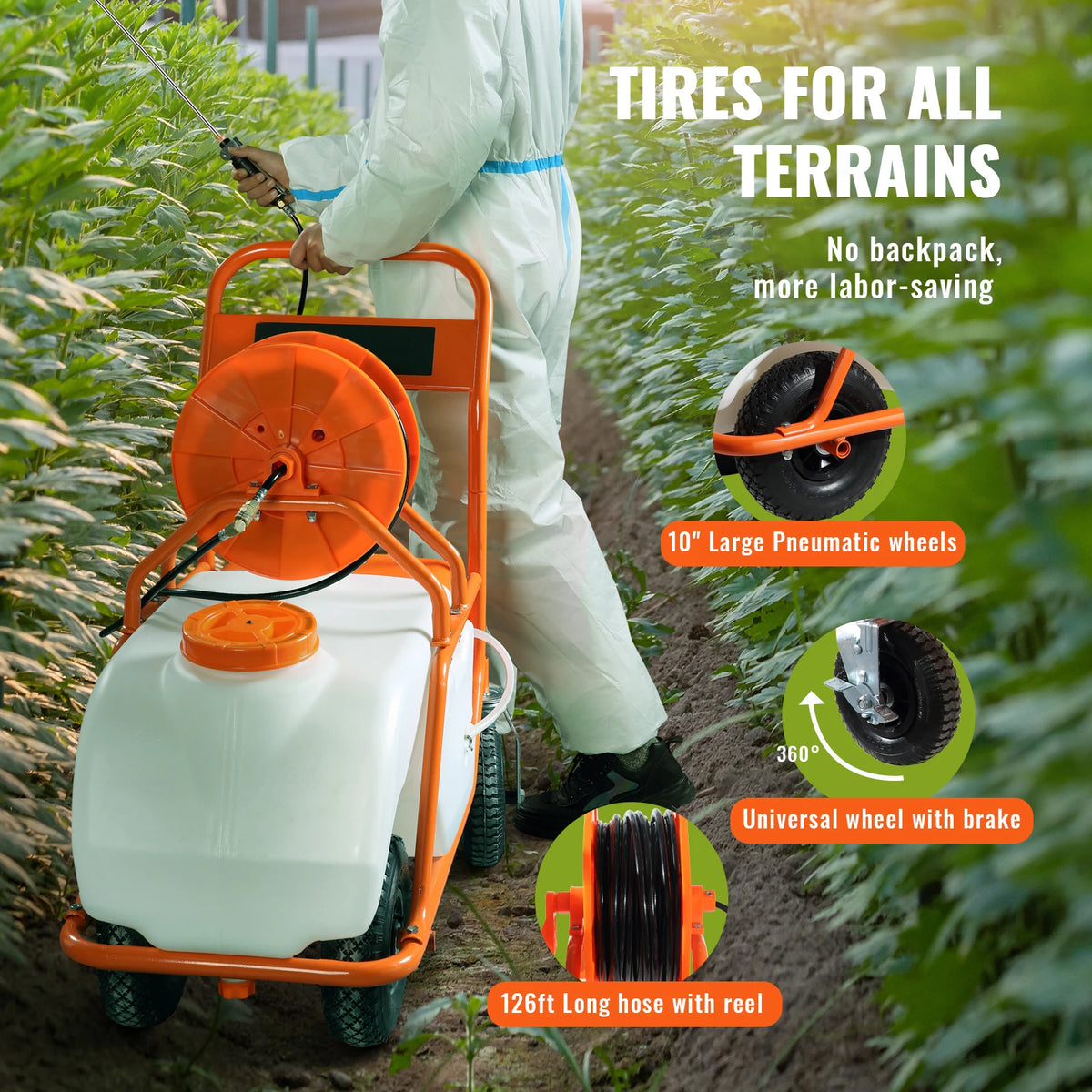 SucceBuy Battery Powered Garden Weed Sprayer With Cart