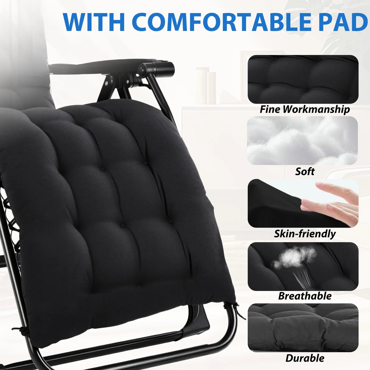 MCQ Zero Gravity Outdoor Folding Lounge Chair Cup Holder