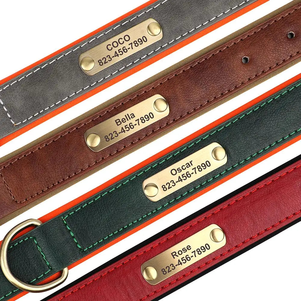 PET ARTIST Personalized Engraved Leather Dog Collar