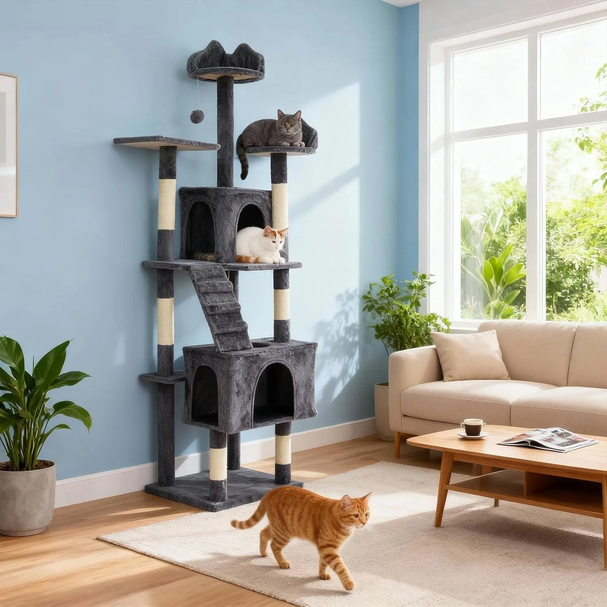 Cat Tree For Large Cats With Condos And Sisal Posts