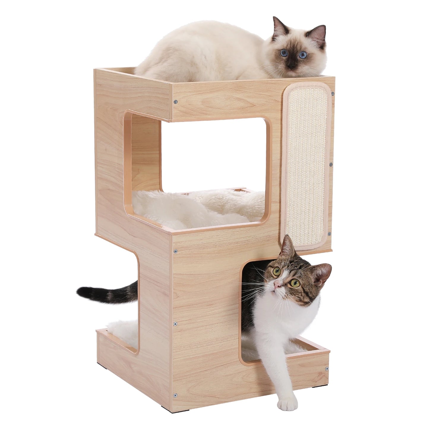 PAWZ Road Cat Condo Wood Bed With Scratching Pad