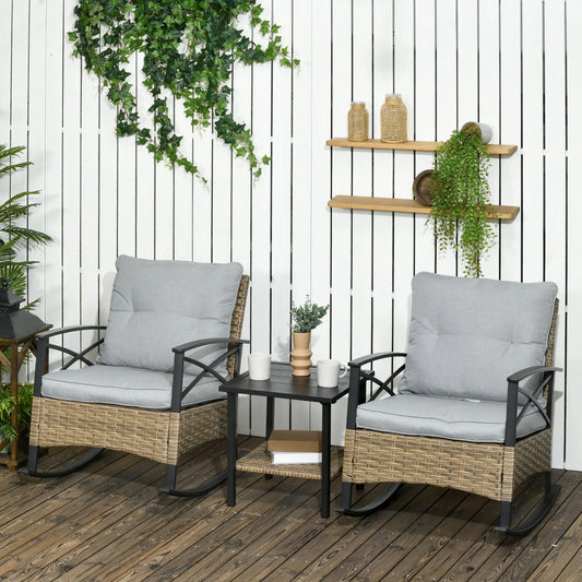 Outsunny Wicker Patio Bistro Set With Cushions