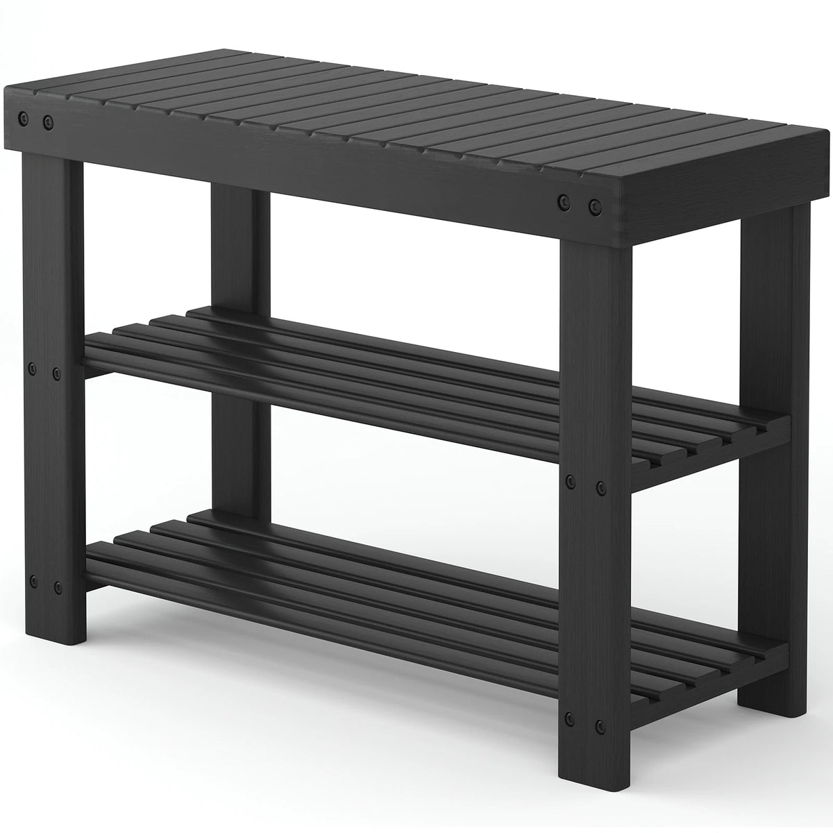 MCQ Three Tier Bamboo Shoe Cabinet With Bench