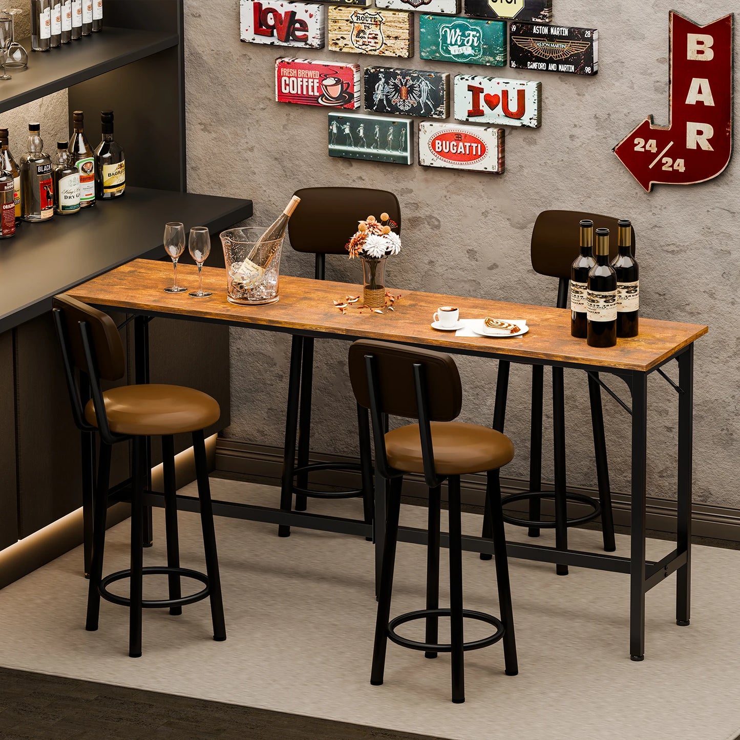 JHK Rectangular Counter Height Bar Table