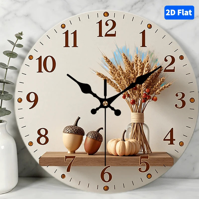 Autumn Harvest Wooden Wall Clock