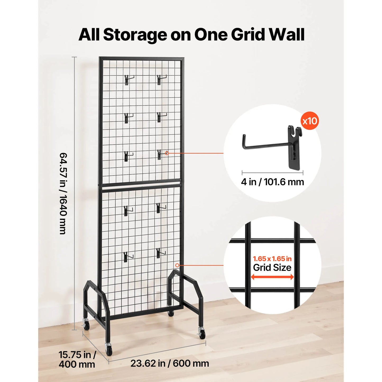 SucceBuy Carbon Steel Wire Grid Display Rack Panel